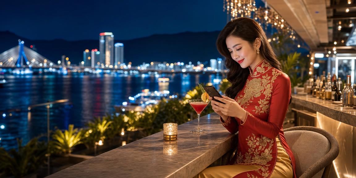 Người dùng trải nghiệm casino trực tuyến qua điện thoại tại bãi biển Đà Nẵng