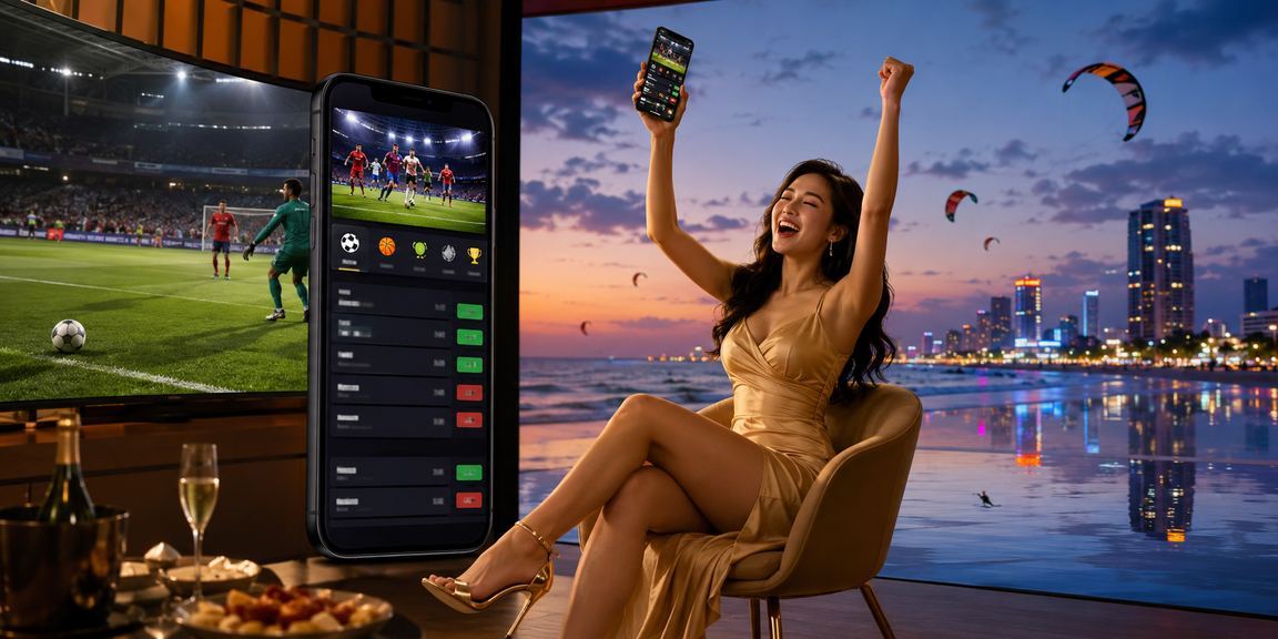 Người chơi thưởng thức trò chơi thể thao điện tử trên điện thoại tại Mũi Né